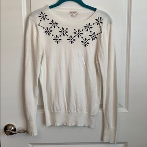 White Jeweled Long Sleeve Sweater